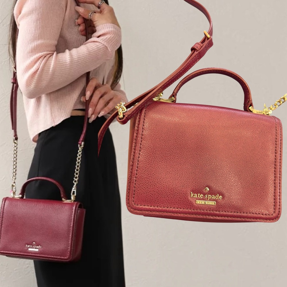 Kate Spade Crossbody Bag Pebbled Leather Berry Small
